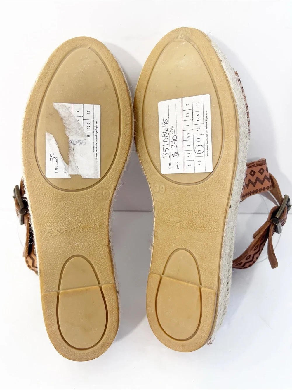 Anthropologie Howsty Women's Salma Flatforms Platform Espadrilles Leather Size 9